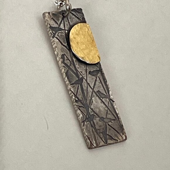 Handmade Silver Bird Sun Pendant Necklace Womens 18in Chain Andree Chenier - Picture 5 of 7